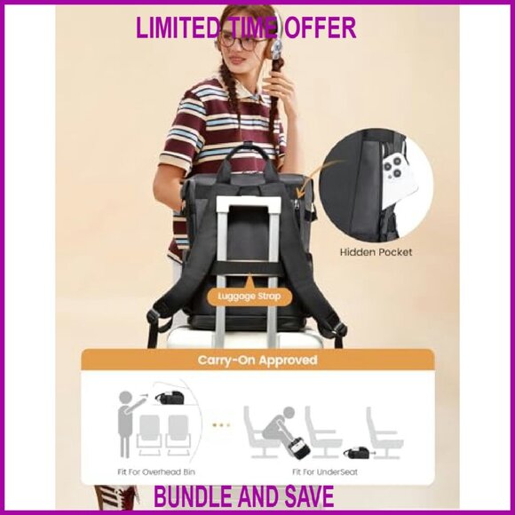 17.3 Inch Laptop Backpack Waterproof Travel Work School Bookbag - Picture 7 of 7